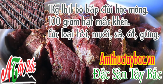 Chuẩn bị nguyên liệu cho món thịt bò gác bếp