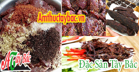 Thịt trâu gác bếp được tẩm ướp cùng mắc khén