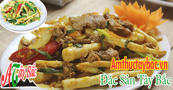 Măng sặt thường được chế biến với thịt trâu