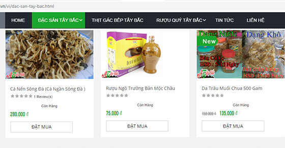 Các loại đặc sản Tây Bắc đang được bán tại Ẩm Thực Tây Bắc