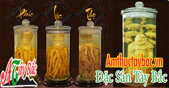 Rượu đinh lăng điêu khắc Bộ ba ông Tam Đa