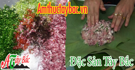 Thịt được băm nhỏ và trộn với các gia vị quen thuộc