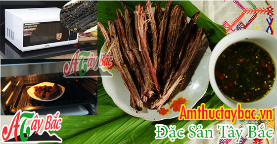 Quay thịt gác bếp bằng lò vi sóng sau đó thưởng thức