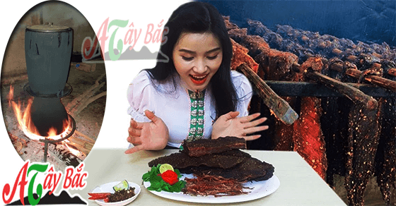 Thịt trâu gác bếp được chế biến theo công thức truyền thống