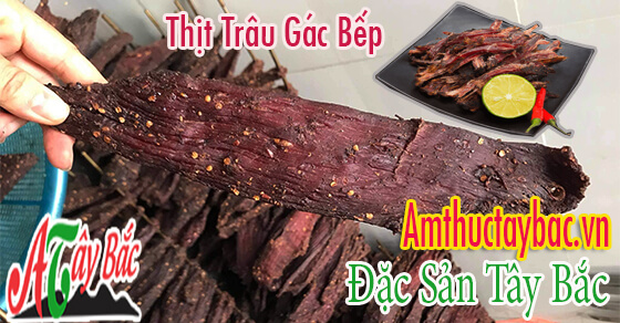 Thịt trâu gác bếp hảo hạng với thớ thịt dài, dai ngon Thịt trâu gác bếp hảo hạng với thớ thịt dài, dai ngon