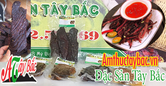 Sản phẩm thịt trâu gác bếp bán ở cửa hàng Ẩm Thực Tây Bắc