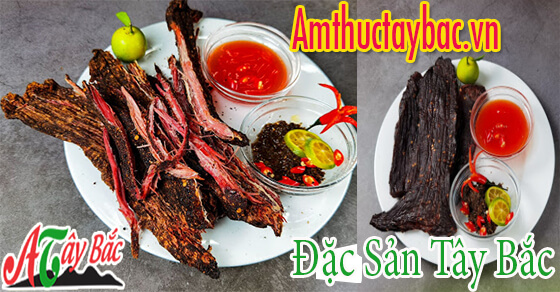 Thịt gác bếp ẩm thực tây bắc được tặng kèm với chẳm chéo