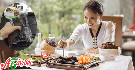 Thịt trâu gác bếp góp phần làm tăng thêm hương vị của vùng cao cho bữa nhậu