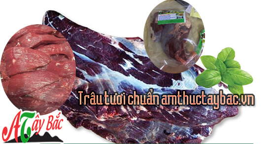 Thịt trâu tươi có màu hồng sậm, sáng bóng