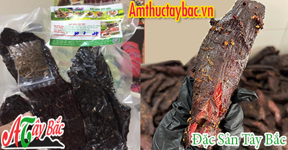 Thịt trâu gác bếp Amthuctaybac.vn cam kết làm bắng thịt trâu tươi 