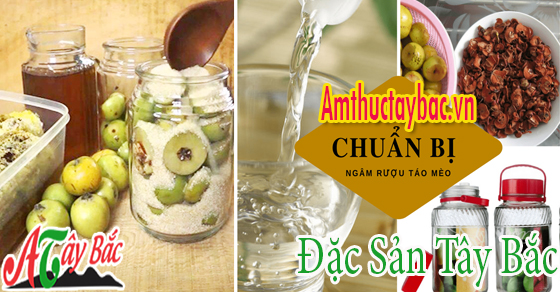 Chuẩn bị đầy đủ nguyên liệu ngâm rượu táo mèo