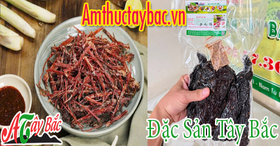 Thịt trâu gác bếp thường được xé nhỏ khi ăn